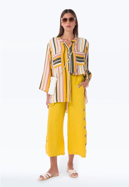 Solid Side Buttoned Culottes -Sale