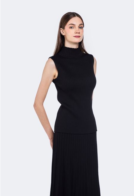 Ribbed Knitted Sleeveless Top