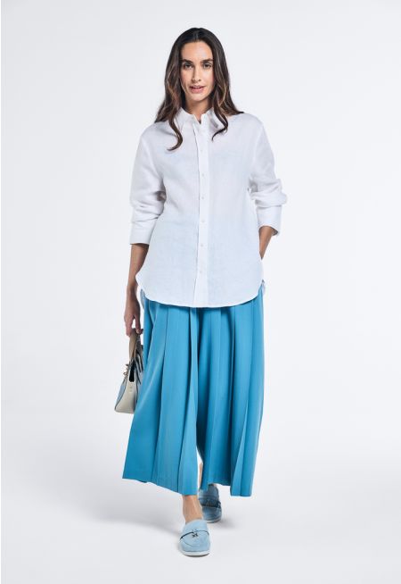 Pleated Wide Legs Solid Trousers