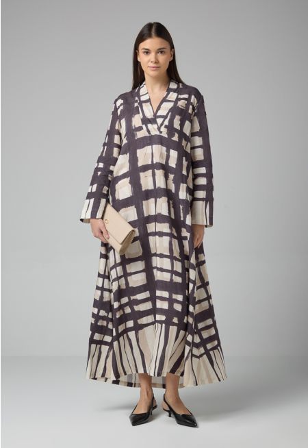 V-Neck Printed Oversized Dress