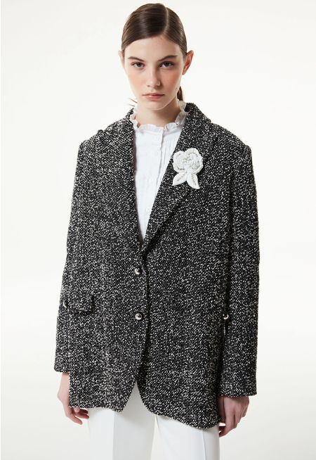 Machka- Mono Collar Tweed Blazer 