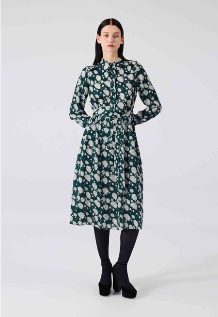 Machka - Patterned Shirt Collar Dress