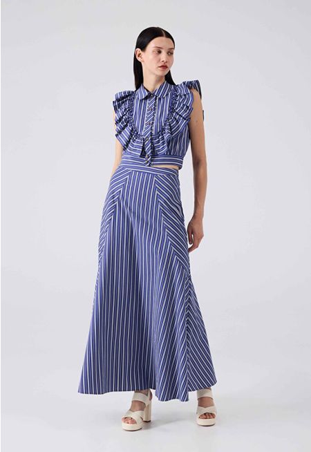 Machka - Striped Pattern Maxi Skirt