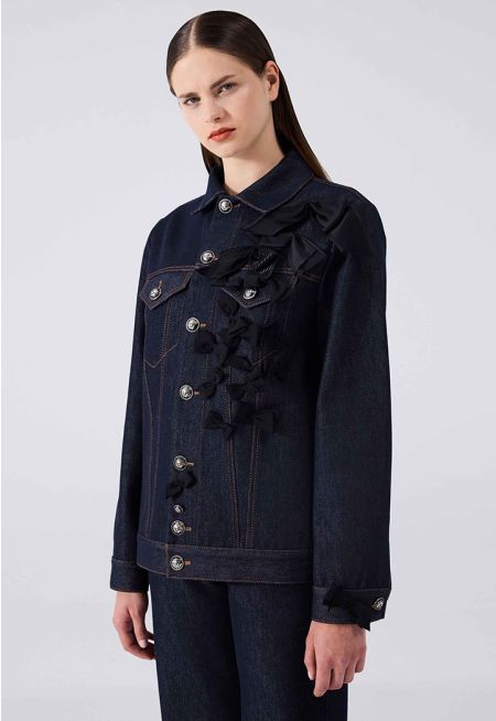 Machka - Denim Jacket With Bow Embroidery 