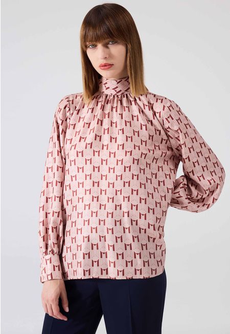 Machka - Logo Printed Silk Blouse