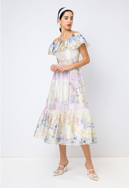 Floral Print Ruffled Dress