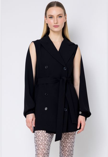 Cape Sleeves Double Breasted Jacket