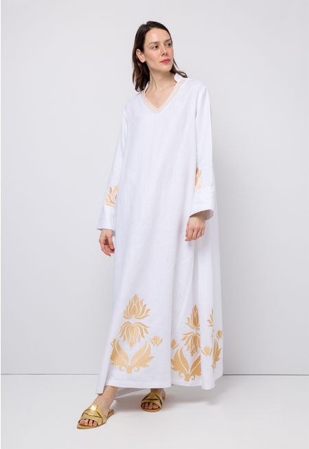 Embroidered Oversized Solid Dress