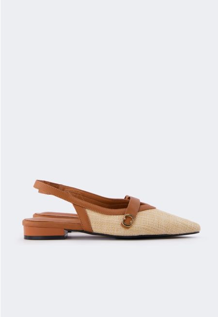 Faux Straw Flat Mules