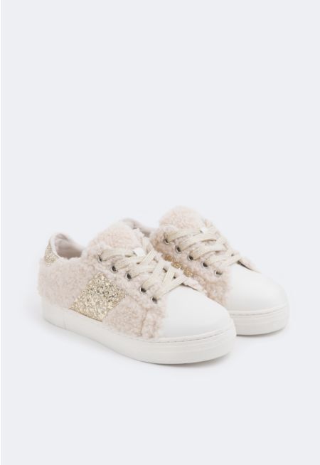 Shearling Glitter Sneakers