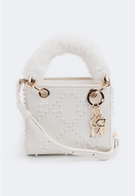 Faux Pearls Encrusted Handbag