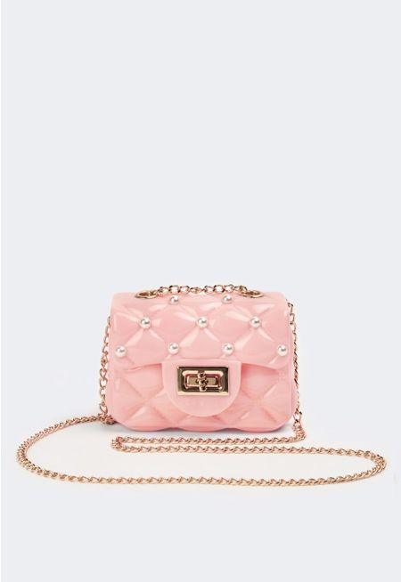 Faux Pearls Acrylic Crossbody Bag