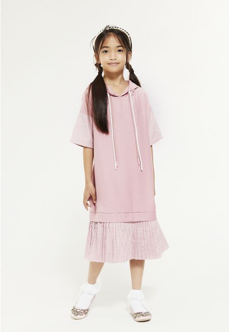 Pleated Hoodie School Dress