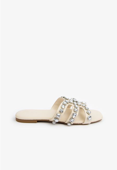 Rhinestones Embellished Flat Slides