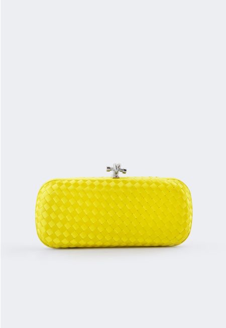 Knot Clasp Woven Clutch