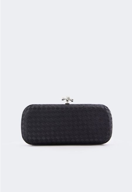 Knot Clasp Woven Clutch