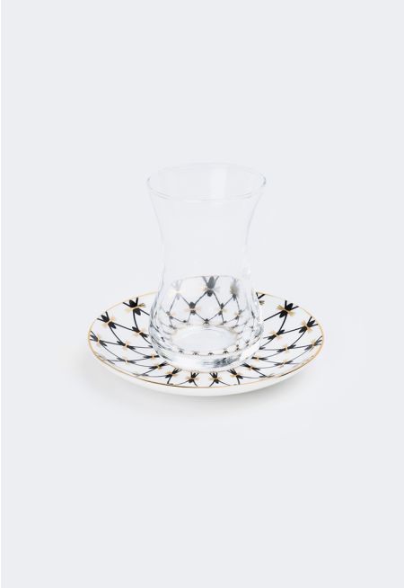 Tea Glass & Bone China Saucer (2 Pcs)