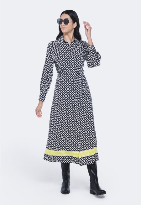 All-Over Geometric Print Dress