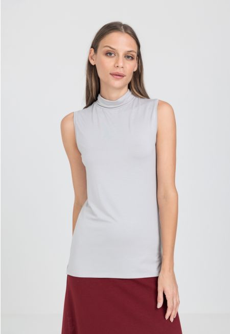 Sleeveless High Neck Basic Top