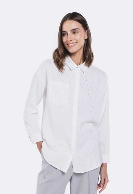 Crystal Embellished Solid Shirt