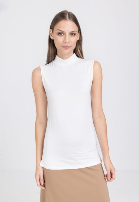 Sleeveless High Neck Basic Top