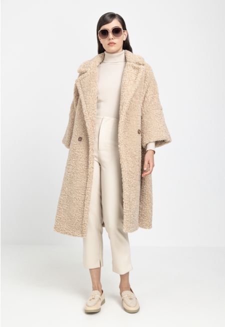 Solid Faux Fur Shearling Coat