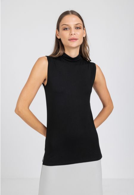 Sleeveless High Neck Basic Top