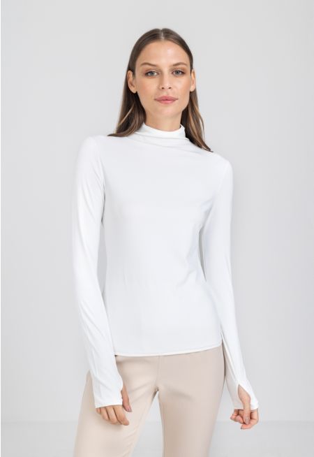 High Neck Long Sleeve Basic Top