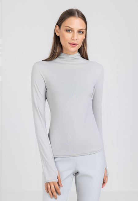 High Neck Long Sleeve Basic Top