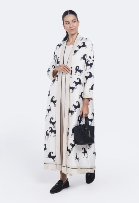 Horse Print Belted Abaya