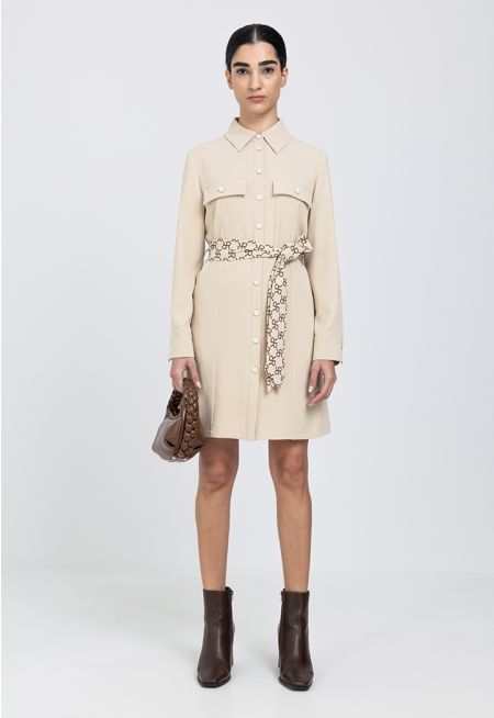 Belted Midi Shirt Dress