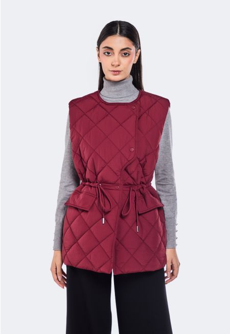 Quilted Drawstring Gilet