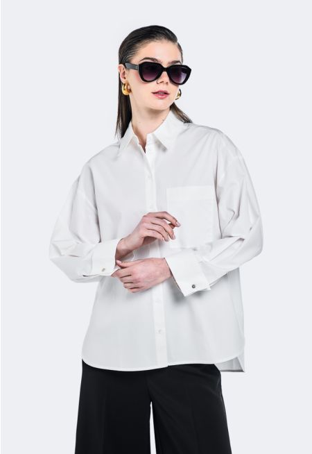 Drop Shoulder High Low Shirt