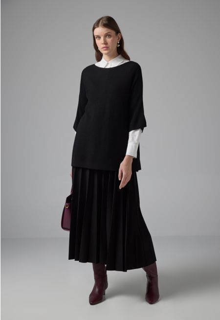 All Over Pleated Solid Skirt