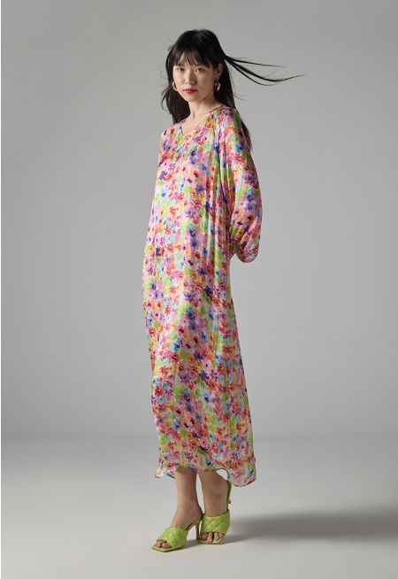 Long Sleeve Floral Print Dress 