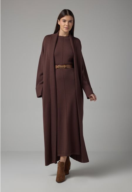 Solid Drop Shoulder Knitted Winter Abaya