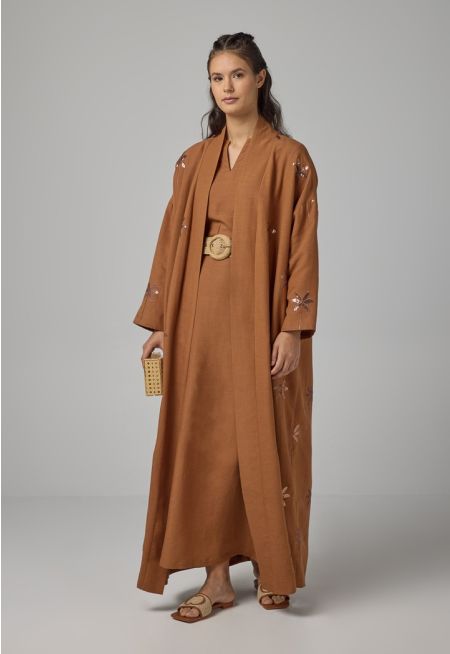 Embroidered Sequin Maxi Abaya  