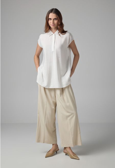 Straight Wide Leg Basic Trousers