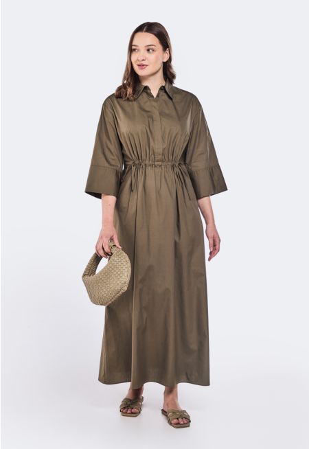 Drawstring Waist Maxi Dress