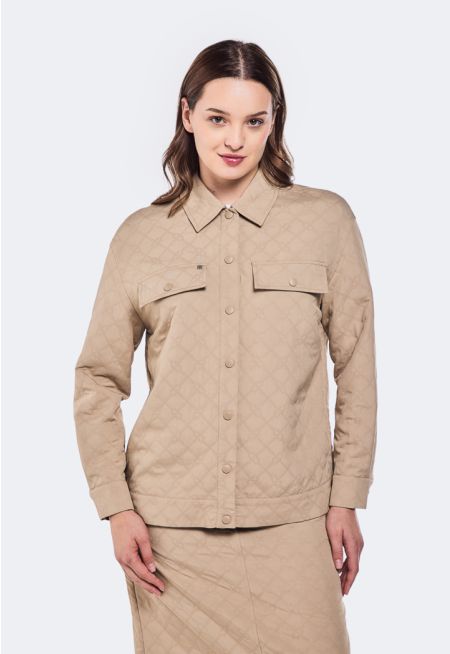 Shirt Collar Quilted Jacket