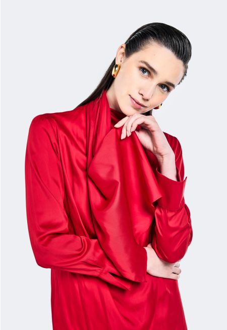 Solid Drape Detail Blouse