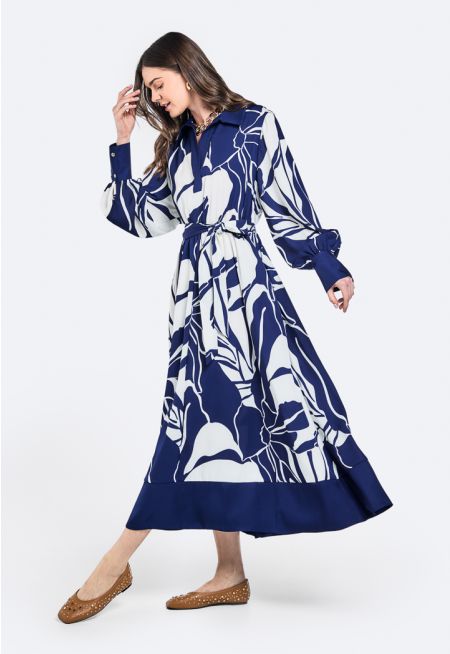 Printed Belted Dress