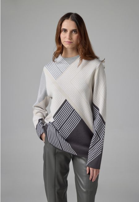 Colorblock Abstract Pattern Sweater