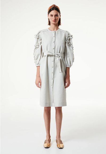 Machka- Ruffle Trim Shirt Dress 