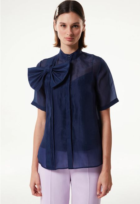 Machka- Silk Shirt With Ribbon  