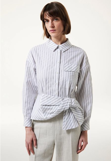 Machka- Line Pattern Textu Shirt 