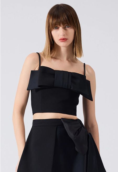 Machka - Crop Blouse With Bow 