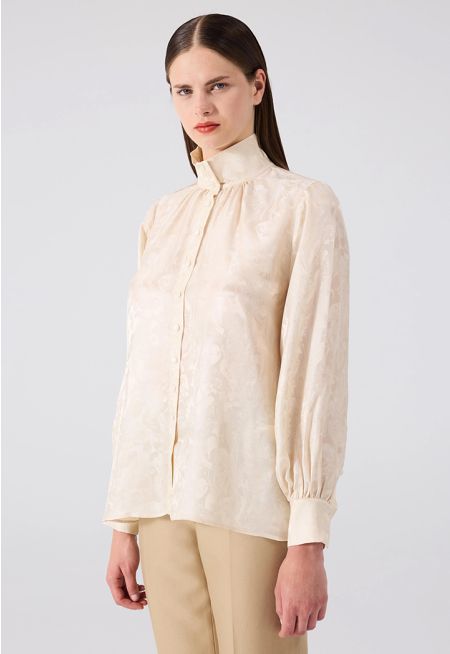 Machka - Jacquard High Neck Blouse