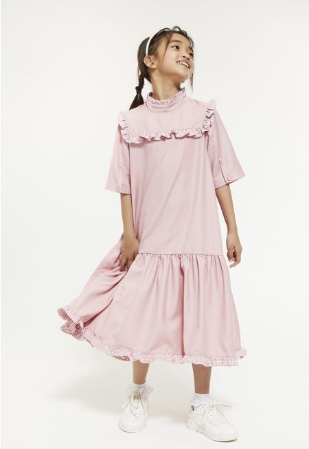 Drop Waist Ruffled School Dress