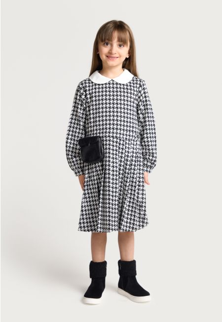 Peter Pan Collar Houndstooth Dress